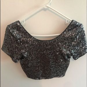 Silver sequin crop top